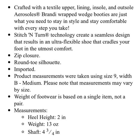 Aerosoles Brandi Wedge Booties with Zip Closure Size 11 - Picture 8 of 11